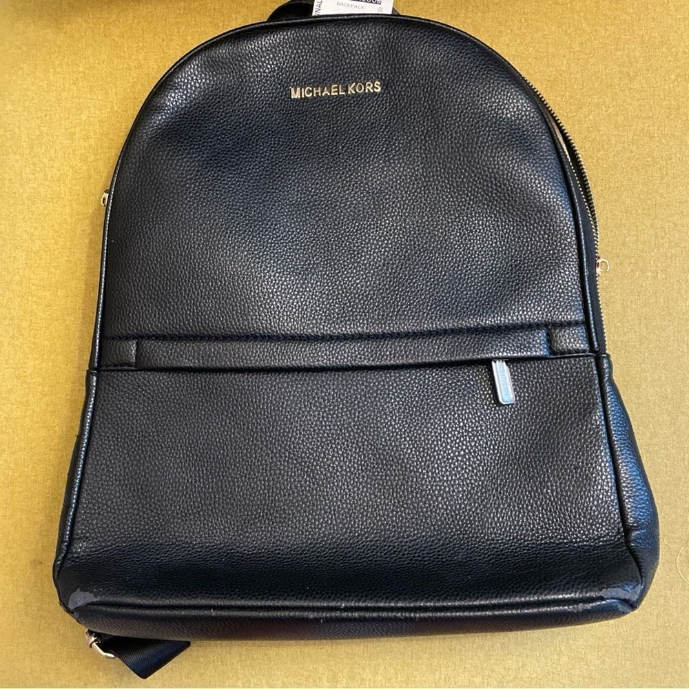 Black Faux Leather Backpack Sleek Minimalist Design